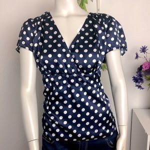 Blue polka dot top